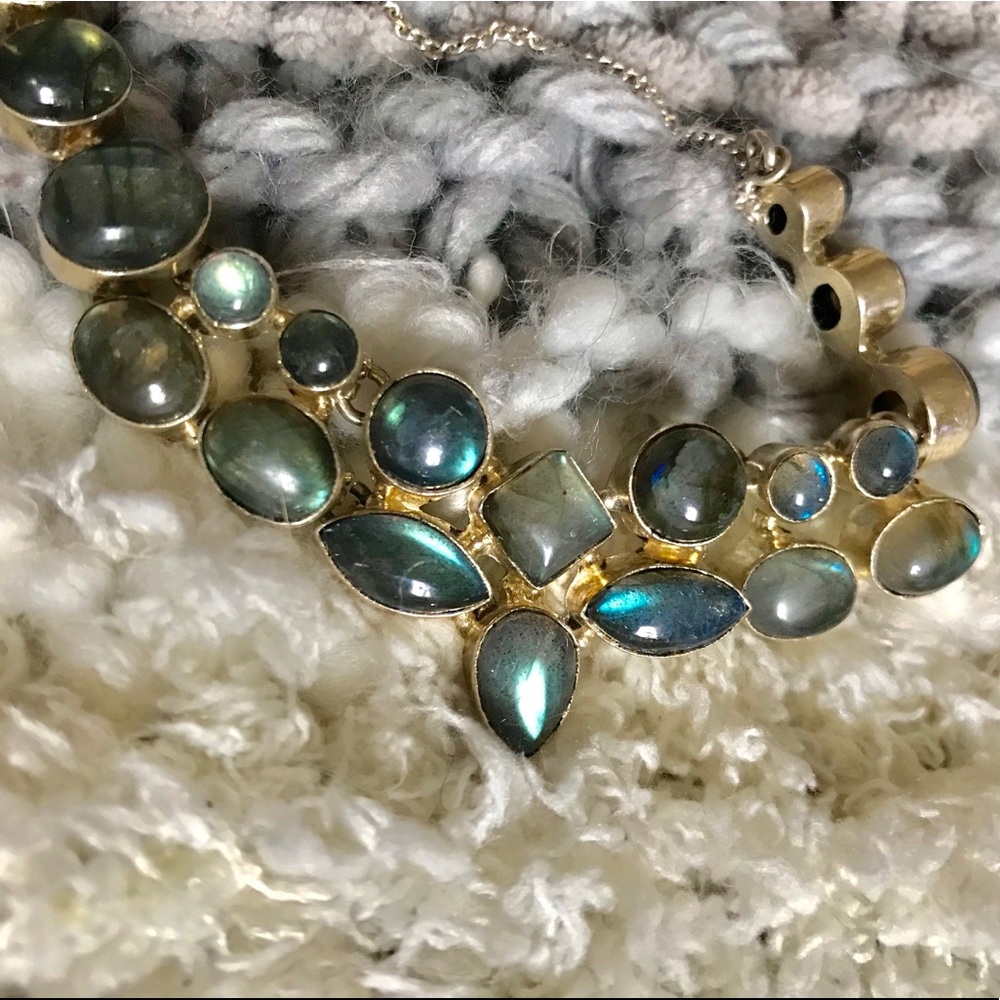 Silver necklace with beautiful blue stones